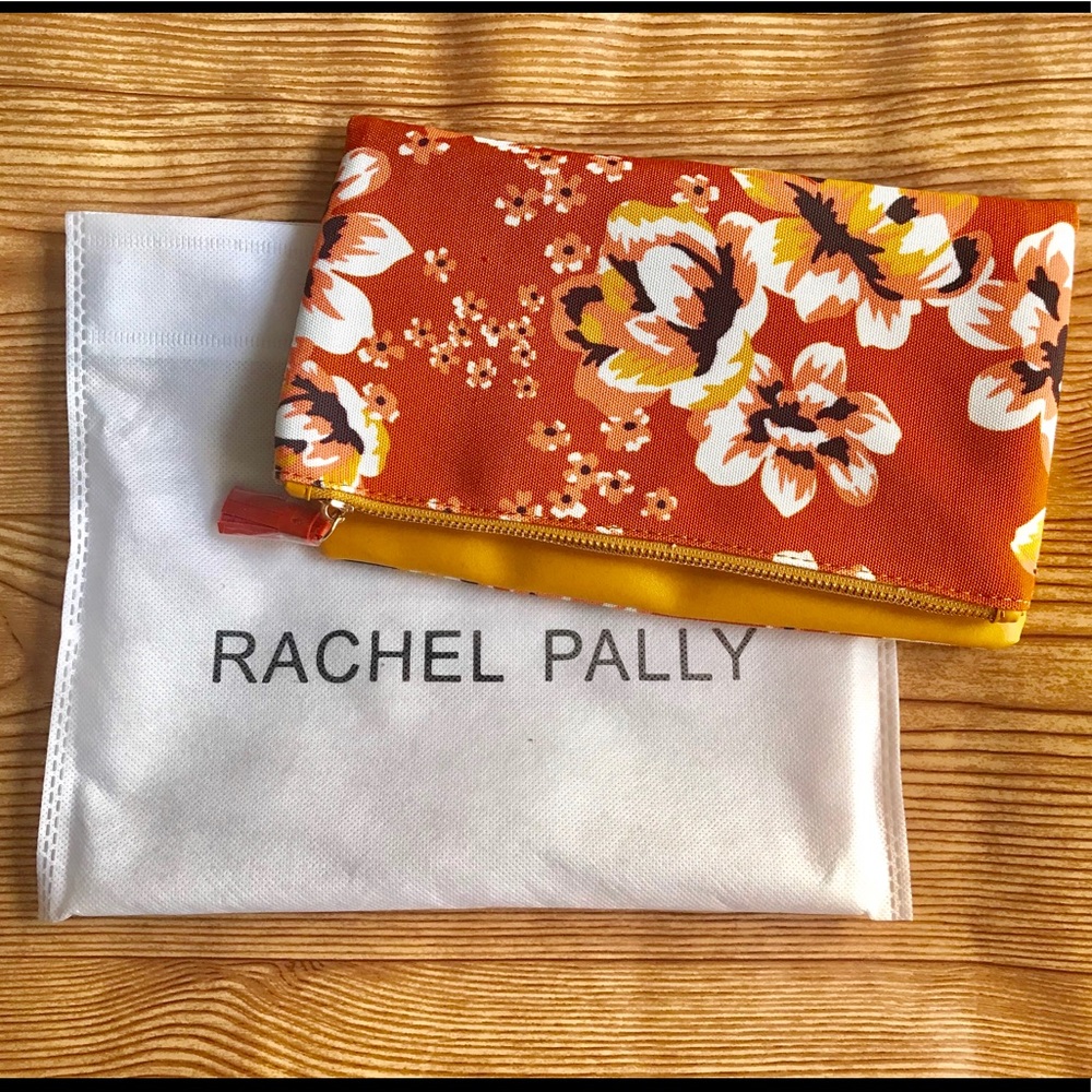 Floral orange and yellow reversible clutch bag